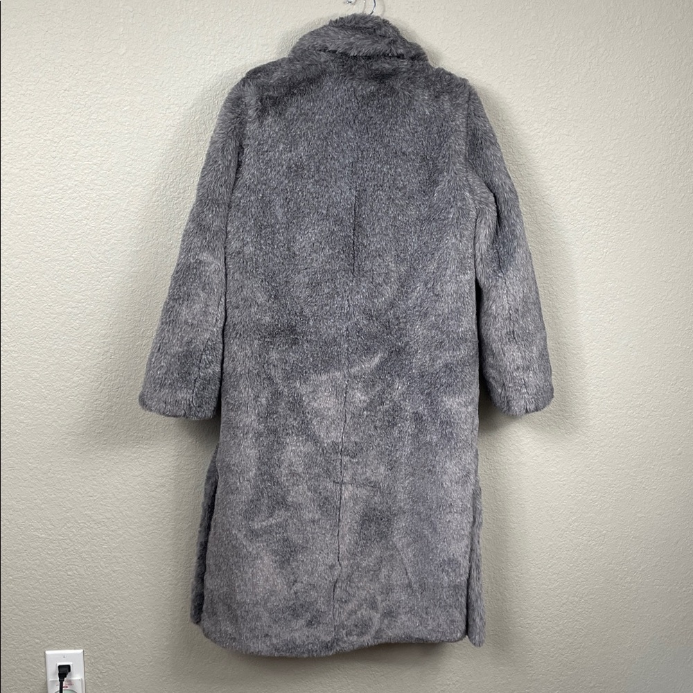 NWT Zadig & Voltaire Monacoco Faux Fur Coat Longline Trench Gray Sz L - Picture 8 of 16